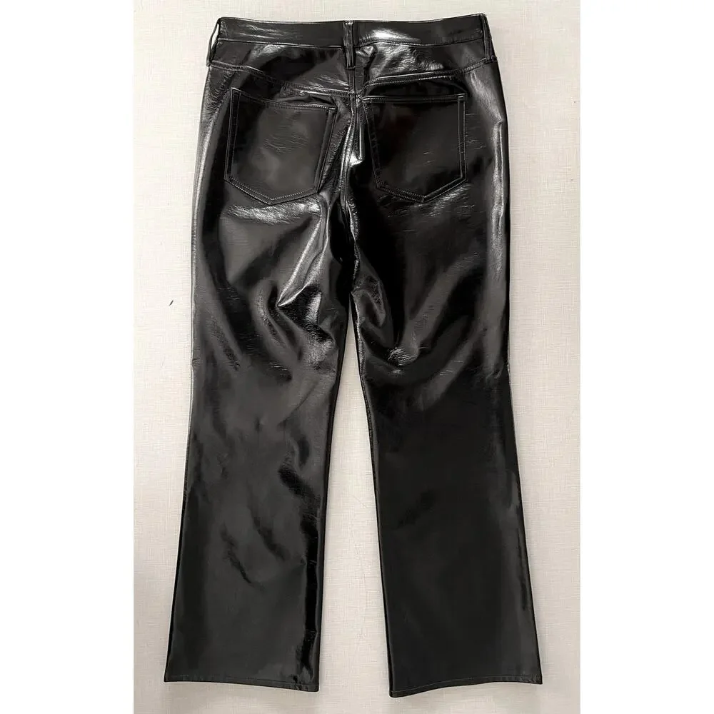 J Crew Collection Sz 30 Faux Leather Patent Pants Black Edgy Party Shiny Sexy